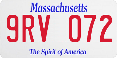 MA license plate 9RV072