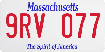 MA license plate 9RV077
