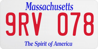 MA license plate 9RV078