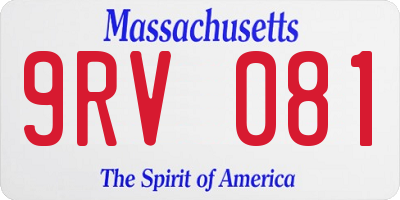 MA license plate 9RV081