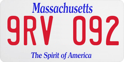 MA license plate 9RV092