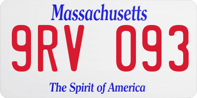 MA license plate 9RV093