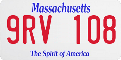 MA license plate 9RV108
