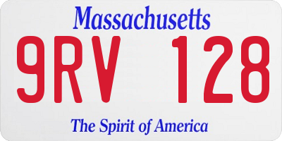MA license plate 9RV128