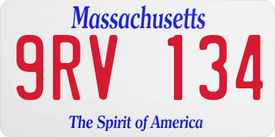 MA license plate 9RV134
