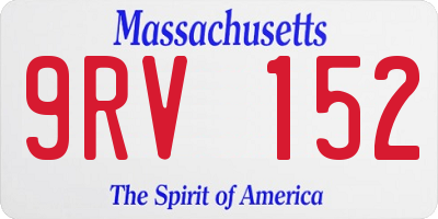 MA license plate 9RV152