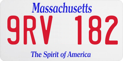 MA license plate 9RV182