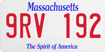 MA license plate 9RV192