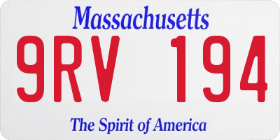MA license plate 9RV194