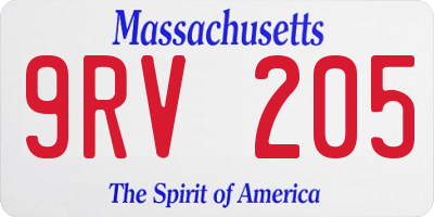 MA license plate 9RV205