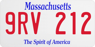 MA license plate 9RV212