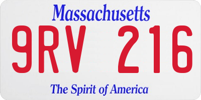 MA license plate 9RV216