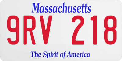 MA license plate 9RV218
