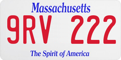 MA license plate 9RV222