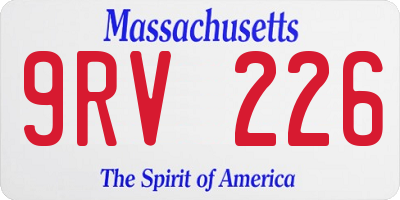MA license plate 9RV226