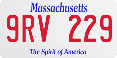 MA license plate 9RV229