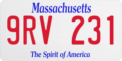 MA license plate 9RV231