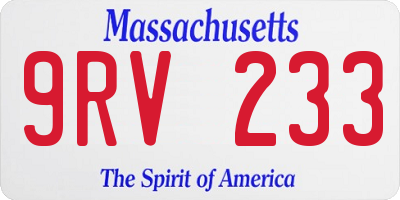 MA license plate 9RV233