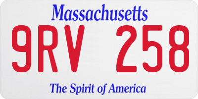 MA license plate 9RV258