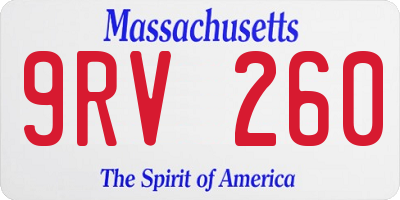MA license plate 9RV260