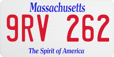 MA license plate 9RV262