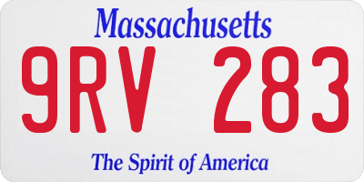 MA license plate 9RV283