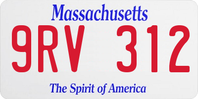 MA license plate 9RV312