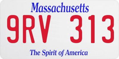 MA license plate 9RV313