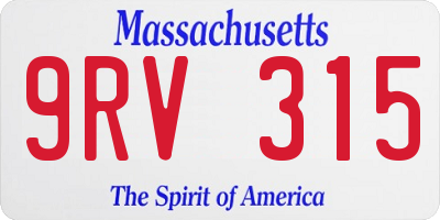 MA license plate 9RV315