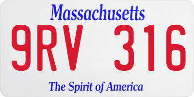 MA license plate 9RV316