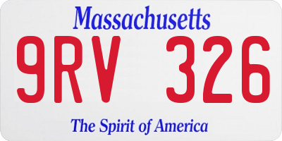 MA license plate 9RV326