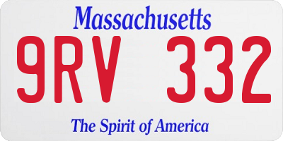 MA license plate 9RV332