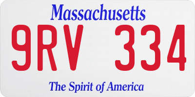 MA license plate 9RV334