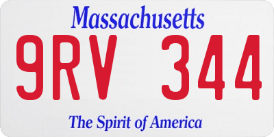 MA license plate 9RV344