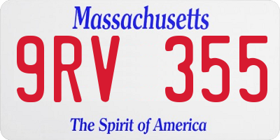 MA license plate 9RV355