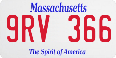 MA license plate 9RV366