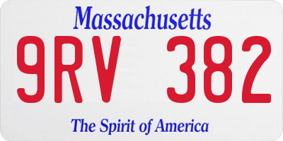 MA license plate 9RV382