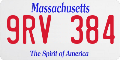 MA license plate 9RV384