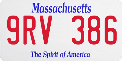 MA license plate 9RV386