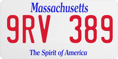 MA license plate 9RV389