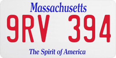 MA license plate 9RV394