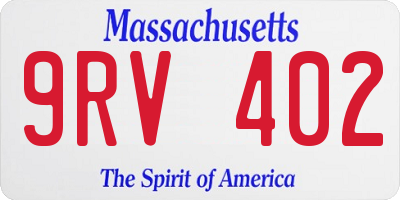 MA license plate 9RV402