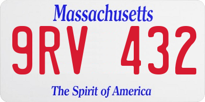 MA license plate 9RV432