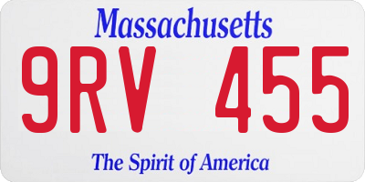 MA license plate 9RV455