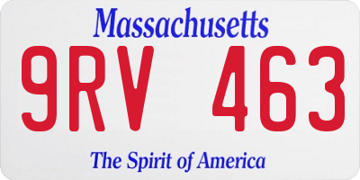 MA license plate 9RV463