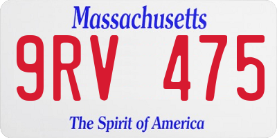 MA license plate 9RV475