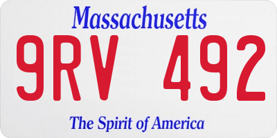 MA license plate 9RV492