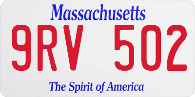 MA license plate 9RV502