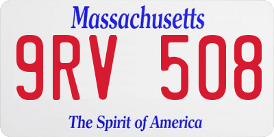 MA license plate 9RV508