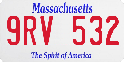 MA license plate 9RV532